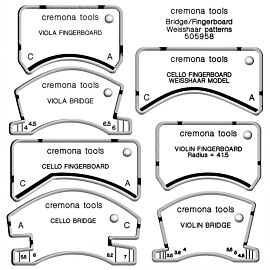 Bridge/Fingerboard Weisshaar Patterns, Set 7 pcs